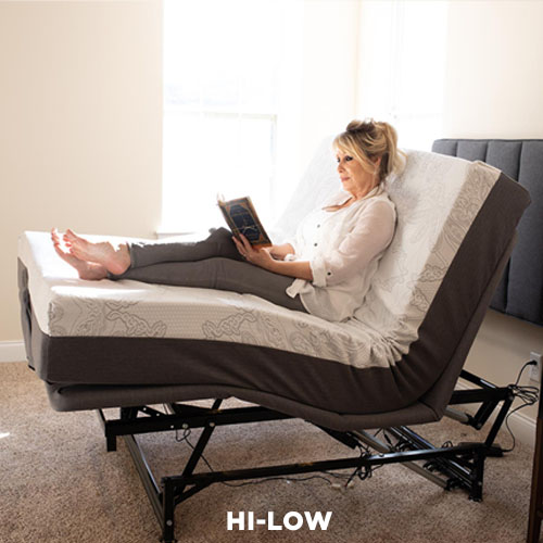 3 motor fully electric high low adjustable bed base by flexabed